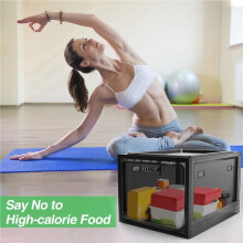 2X Medicine Lock Box, Cell Phone Lock Box Lockable Storage Box, Refrigerator Food Lock Box Tablet Storage Cabinet,Black