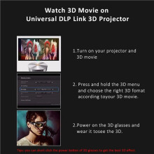 3X para Óculos 3D com Obturador Ativo DLP Link, Óculos Recarregáveis Via USB para Projetor DLP de Home Theater, Não Adequados para Todas As TVs