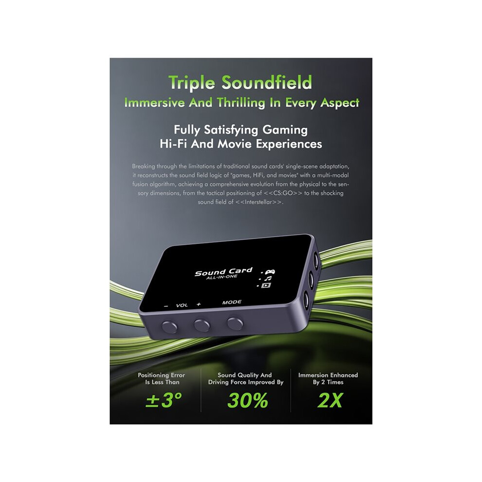 Gaming Sound Card Adapter For Desktop Pcs Cs:go Valorant Apex Legends 3-In-1 Gaming Adapter For Gaming Streaming Etc. 6032573697008
