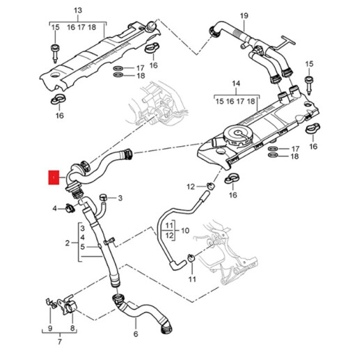 Crankcase Check Valve Pipe 94810722951 for  Cayenne 2