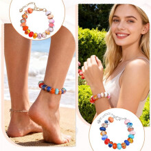 30 Pcs Snake Chain Charm Bracelet with Bracelet Helper - Adjustable DIY Jewelry Making Kit, Supplies & Gifts