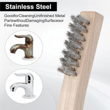 24 Stuks Draadborstels, Roestvrijstalen Draadborstels voor Zwaar Gebruik met Houten Handvat, 7 en 10 Inch Veelzijdige Metalen Borstel met Stijve Haren
