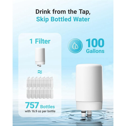 Faucet Water Filter, Replacement for  Filter 36311, FR-200, FF-100,  Tap System, White, 4 Pack