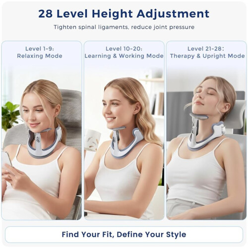 Posture Corrector for Neck & Cervical Spine Alignment - 360 Adjustable Neck Collar with 28 Levels, Memory Foam Support 2