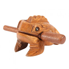 Small Wooden Frog Percussion Instrument Set of 2, Hand Carved Black Wood Frog Musical Decor