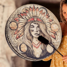 Tree of Life Frame Drum Leather Wood Shaman Style Hand Drum Warm Resonant Tone for Music Lovers