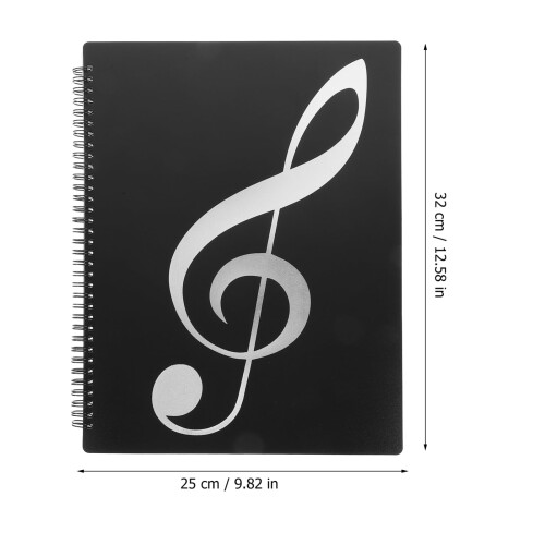 Sheet Music Folder Binder with MultiPocket A4 Storage for Piano Violin Guitar Durable Black Design 1