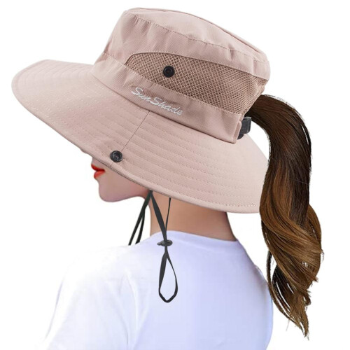 Adjustable Bucket Hat Women Ponytail Style