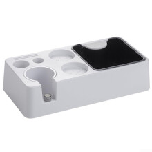 Espresso Knock Box with NonSlip Base and Tamper Station Organizer for 51 53 58MM Coffee Tools White