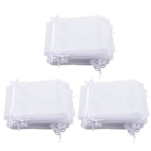 150 Pièces de Cadeau 4 Par 6 Pouces Sacs en Organza Cadeau Sacs À Bijoux de Cordon Sacs (Blanc)