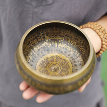 17cm Tibetan Singing Bowl Copper Handmade Nepal Flower Pattern for Yoga Meditation Healing