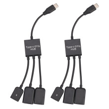 2X USB 3.1 Type C Male Vers 2 Dual USB A 2.0 Femelle + Micro-USB Femelle 3 en 1 Otg Hub