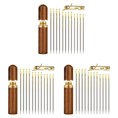 3X Self-Threading Needles,Sewing Needles for Hand Sewing,for the Elderly,Easy Side Threading Stitching Pins A