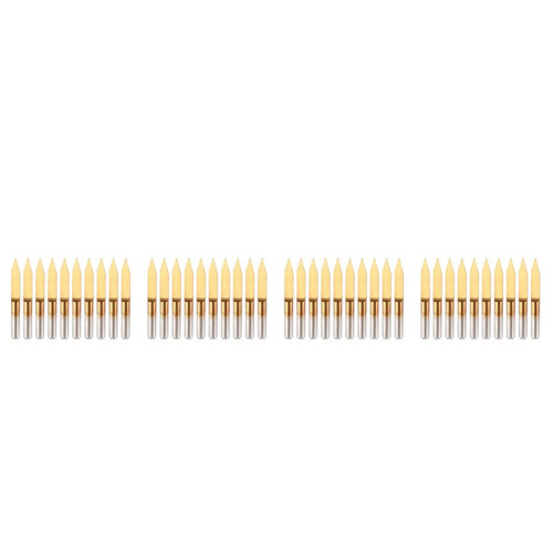 40Pcs 30 Degree 0.1mm Tip Titanium Coated Flat Bottom Carbide PCB Engraving Bits V-Shape CNC Router Cutter Cutting Tool
