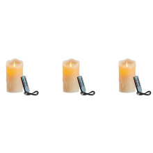 3X LED Candles, Flickering Flameless Candles,Rechargeable Candle, Real Wax Candles with Remote Control,10cm