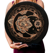 Handmade Shamanic Drum 10 Inch with Tunable Membrane for Sound Healing, Vegan Siberian Frame