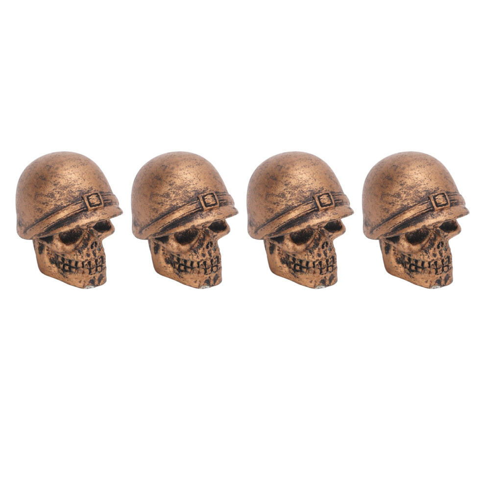 4Pcs^Motorcycle Bicycle Tire Valve Caps With Skull Design Anti Oxidation Bronze 9361390401619