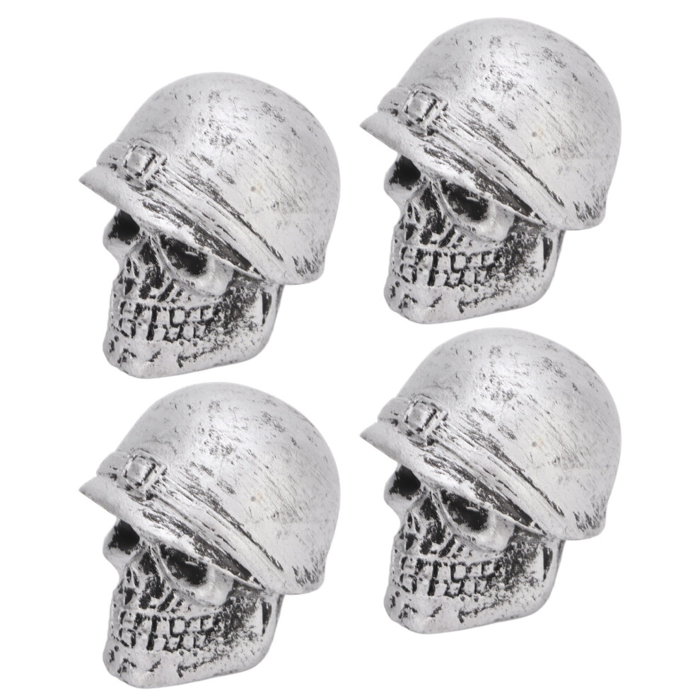 4Pcs Skull Tire Valve Caps Anti-Oxidation Universal For Cars Bikes Silver 8421390401604