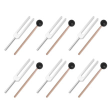 6X Aluminium Legierung + Holz Medizinische Stimmgabel Chakra Hammer Kugel Diagnose 528Hz mit Schlegel Set Nerven System Test Stimmgabel