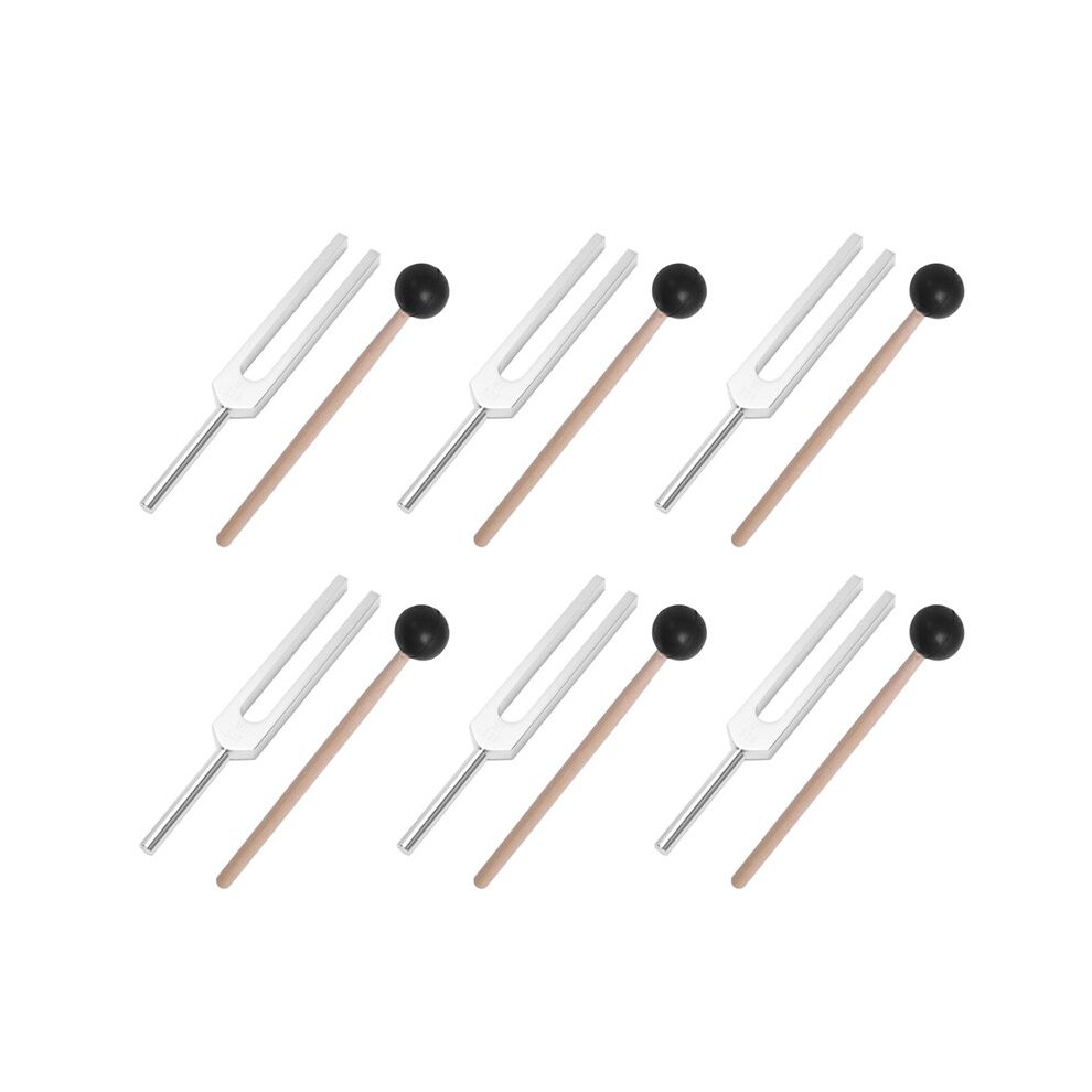 6X Aluminum Alloy + Wood Tuning Fork Chakra Hammer  Diagnostic 528HZ with Mallet Set