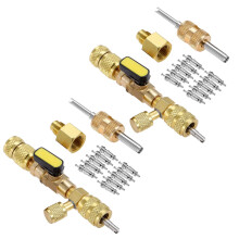2X R410A R22 Valve Core Remover Installer Tool with Dual Size SAE 1/4 & 5/16 Port for R404A R407C R12 R32 HVAC System
