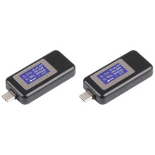 2X KEWEISI Type-C USB Meter Tester Power Meter USB Multimeter Voltage and Current Tester 0-5.1A 4-30V (Black)