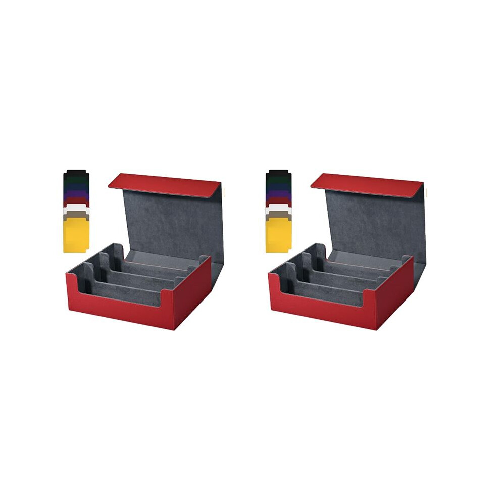 2X Card Storage Box For Trading Cards, 1800+ Pu Card Deck Case, Magnetic Closure Card Box For Magnetic Game Cards Red 4712710520186