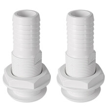 2X Marine Boat Thru Rumpf Fitting Anschluss für 5/8, 3/4, 1 Zoll Schlauch Bootsablauf Bilgenpumpe Sanitärarmaturen Weiß