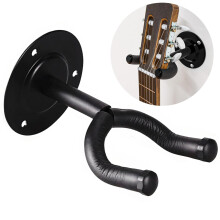 Guitar Wall Mount Hanger Black with Protective Padded Cradle for Acoustic and Electric