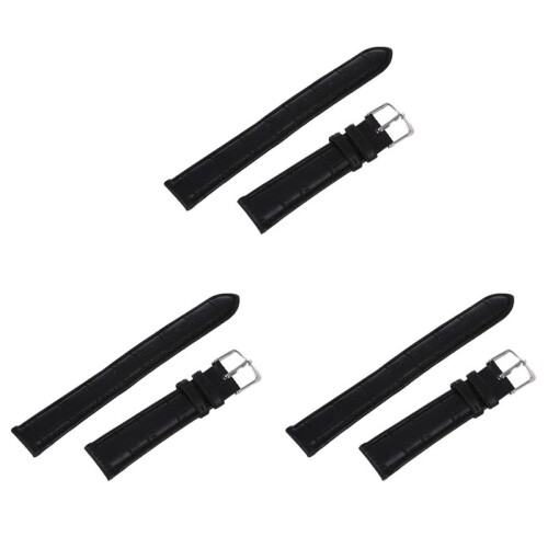 3st 18 mm Klocka Armband Svart PU Läder Legering Spänne Klocka