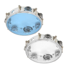 Blue 8 Inch Tambourine with Adjustable Tone Control and Double Row Jingle Bells Percussion Instrument