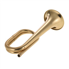Gold B Flat Brass Bugle Horn with Mouthpiece for Military Cavalry Parade Outdoor Use