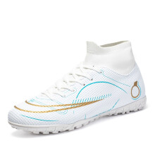 (2508 broken nails white, 37) New Men Women Kids Low-Top Soccer Cleats, AG & TF Studs Football Shoes for Match & Training