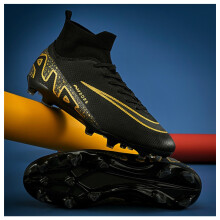 (2309C black-long nails, 37) High Quality High-Top Soccer Cleats for Men, Women, Kids & Adults, TF Studs Training Football Shoes