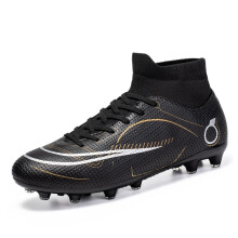 (2508 long nails black, 45) New Men Women Kids Low-Top Soccer Cleats, AG & TF Studs Football Shoes for Match & Training