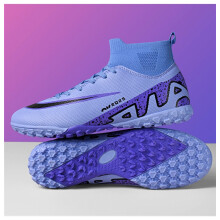 (2309C purple-broken nails, 39) High Quality High-Top Soccer Cleats for Men, Women, Kids & Adults, TF Studs Training Football Shoes