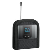 Wireless Transmitter Pouch with Secure Strap Attachment and Clear Display for Guitar or Bass