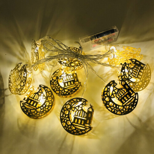 Gold Moon and Star LED String Lights, Warm White, Battery 2