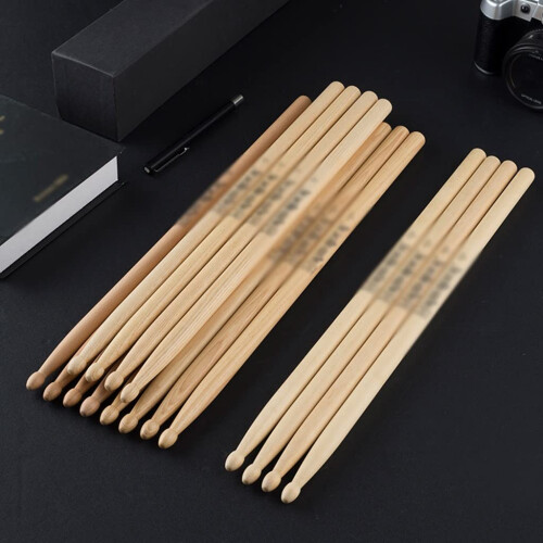 Drumsticks 7A Hickory Pair with Drop Tip for Professional Play, Primary Color Durable Set 2