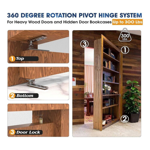 Door Pivot Hinge, Invisible Pivot Hinge System with Goal Kick Hardware, for Heavy Duty Wood Doors  to 200 Lbs Heavy 2