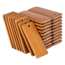 100 Etiquetas Rectangulares de Madera de 45 X 20 Mm para Anillos de Llavero, Etiqueta de Llavero de Madera Sin Terminar de Bambú