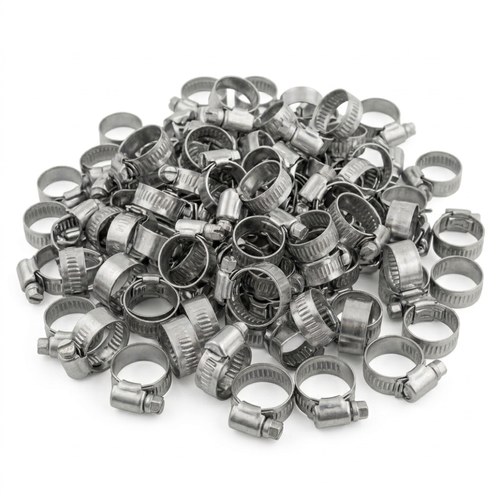 Kct 10-16Mm Stainless Steel 304 Adjustable Hose Clips Pipe Clamps - Bulk Trade Pack Of 50