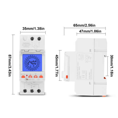 24H LCD Electronic Timer Switch 16A 86*65*36mm Programmable 1