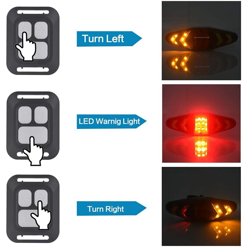 2X Bike Tail Light with Turn Signals, USB Rechargeable Ultra Bright LED ...