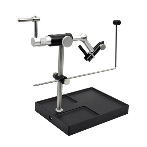 2X Portable Fly Tying Vise Tool Fly Vise Fishing Hook Rotary Fly Gears 360 Rotation Multiple Adjustments Black 1