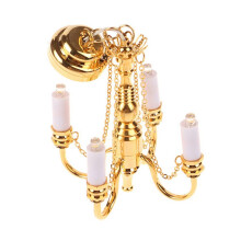 2X 1:12 Puppenhaus 4-Armige Deckenleuchte Kronleuchter LED-Lampe Wandleuchte Modell Wohnkultur Puppenhaus-Dekoration