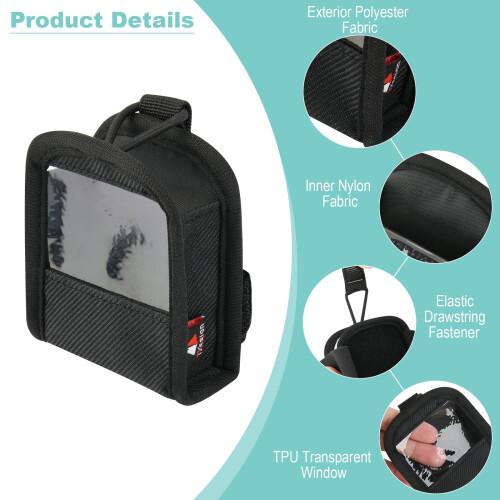 Wireless Transmitter Pouch with Secure Strap Attachment and Clear Display for Guitar or Bass 1