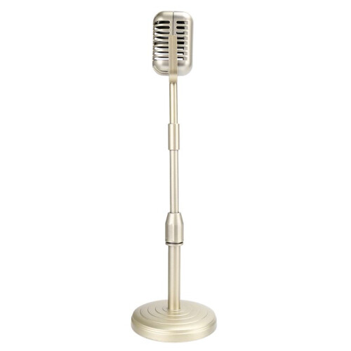 2X Modello di Supporto per Microfono da Tavolo Vintage con Altezza Regolabile, Supporto per Microfono nel Stile Retrò Classico Supporto per Microfono 1