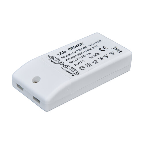 12W 12V DC LED Driver, 90mm ABS Power Transformer, 1A 1