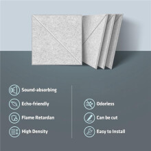 24 Stuks Akoestische Panelen, 12 X 12 Inch Decoratieve Geluidsisolatiepanelen, Akoestische Wand- en Plafondpanelen Zilvergrijs